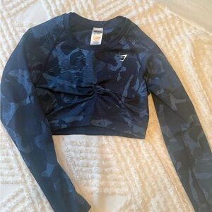 Gymshark Navy Camouflage Long Sleeve Top